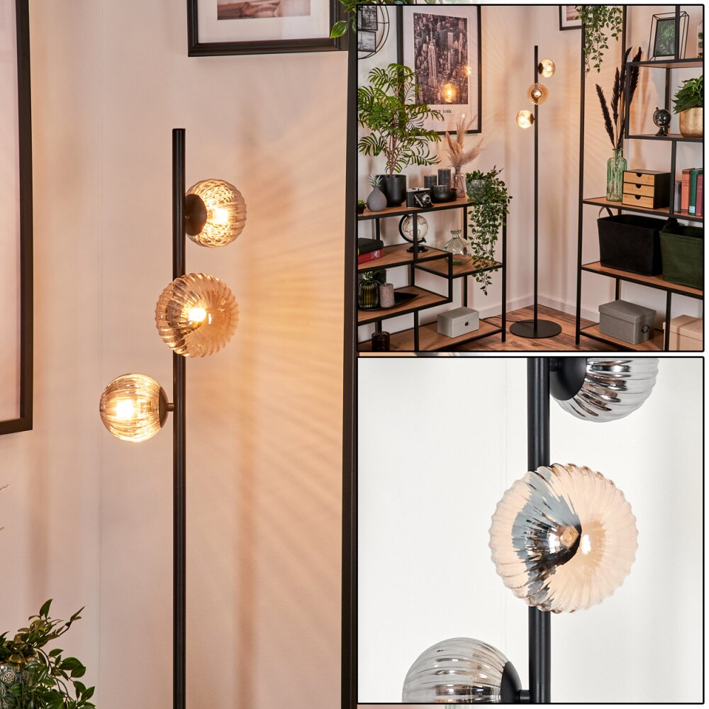 Lampadaire - Verre 10 cm, 12 cm Remaisnil Ambre, Fumé, 3 lumières main product photo