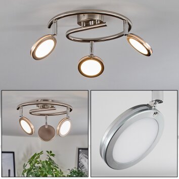 Sarnadinha Plafonnier LED Nickel mat, 3 lumières