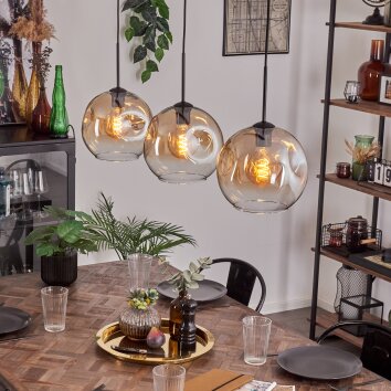 Ripoll Suspension Ambre, Clair, 3 lumières