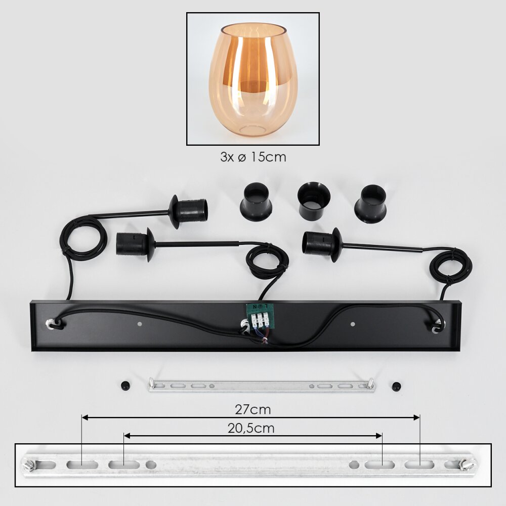Vevino Suspension Noir, 3 lumières