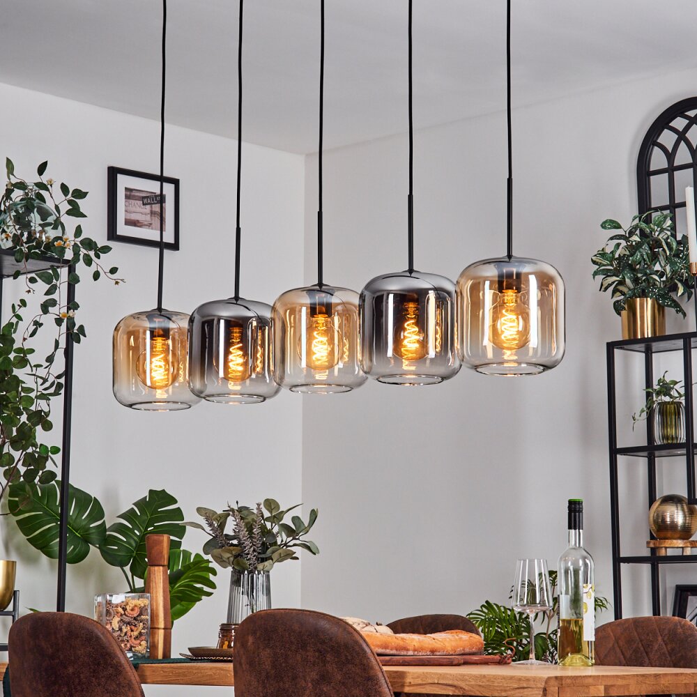 Lauden Suspension Ambre, Clair, Fumé, 5 lumières