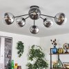 Gastor Plafonnier 74 cm Chrome, Clair, Fumé, 6 lumières