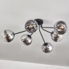 Gastor Plafonnier 74 cm Chrome, Clair, Fumé, 6 lumières