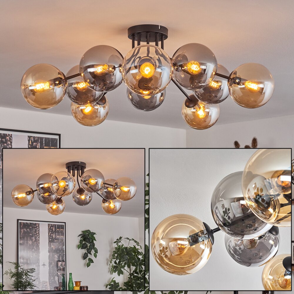 Gastor Plafonnier 83 cm Ambre, Fumé, 10 lumières main product photo