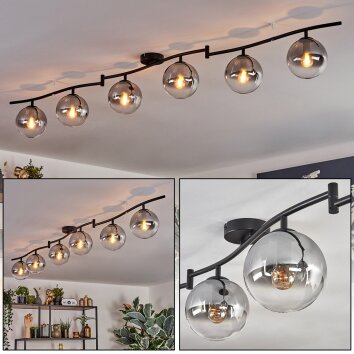 Gastor Plafonnier, Boule lumineuse Chrome, Clair, Fumé, 6 lumières