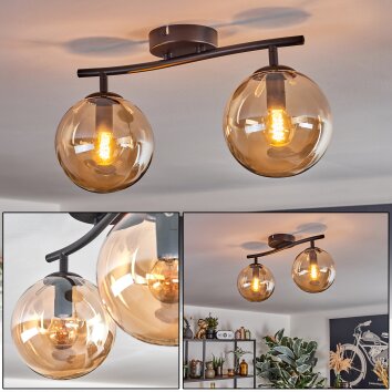 Gastor Plafonnier, Boule lumineuse Ambre, 2 lumières Gastor Plafonnier, Boule lumineuse Ambre, 2 lumières