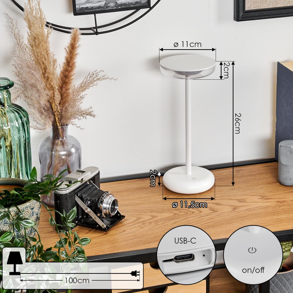 Baigorrita Lampe de table d'extérieur, Lampe à poser LED Blanc, 1 lumière