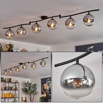 Gastor Plafonnier, Boule lumineuse Chrome, Clair, Fumé, 6 lumières