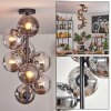 Gastor Plafonnier, Boule lumineuse 32 cm Chrome, Clair, Fumé, 8 lumières
