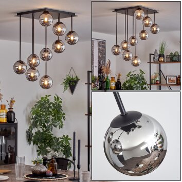 Chehalis Plafonnier, Boule lumineuse Chrome, Fumé, 9 lumières Chehalis Plafonnier, Boule lumineuse Chrome, Fumé, 9 lumières