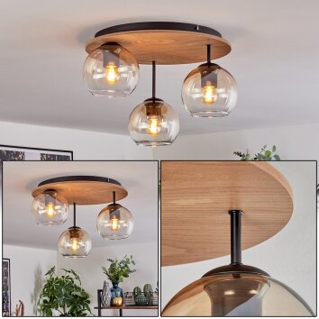Koyoto Plafonnier, Boule lumineuse Écru, Noir, 3 lumières Koyoto Plafonnier, Boule lumineuse Écru, Noir, 3 lumières