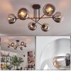 Gastor Plafonnier, Boule lumineuse 80 cm Chrome, Clair, Fumé, 6 lumières