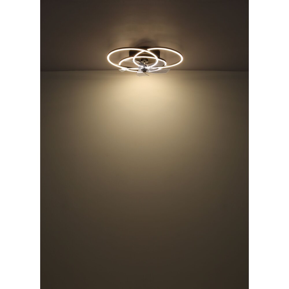 Alia Ventilateur de plafond lumineux Luminaires Globo Lighting LED Noir, 1 lumière, Télécommandes