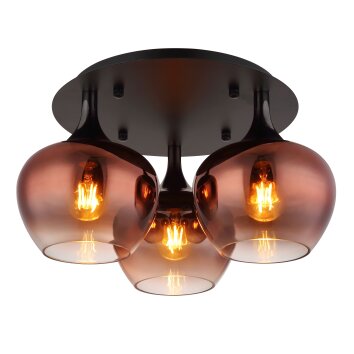 Maxy Plafonnier Luminaires Globo Lighting Chrome, Noir, 3 lumières