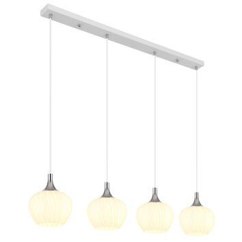 Maxy Suspension Luminaires Globo Lighting Chrome, Blanc, 4 lumières