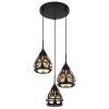 Hassan Suspension Luminaires Globo Lighting Noir, 3 lumières