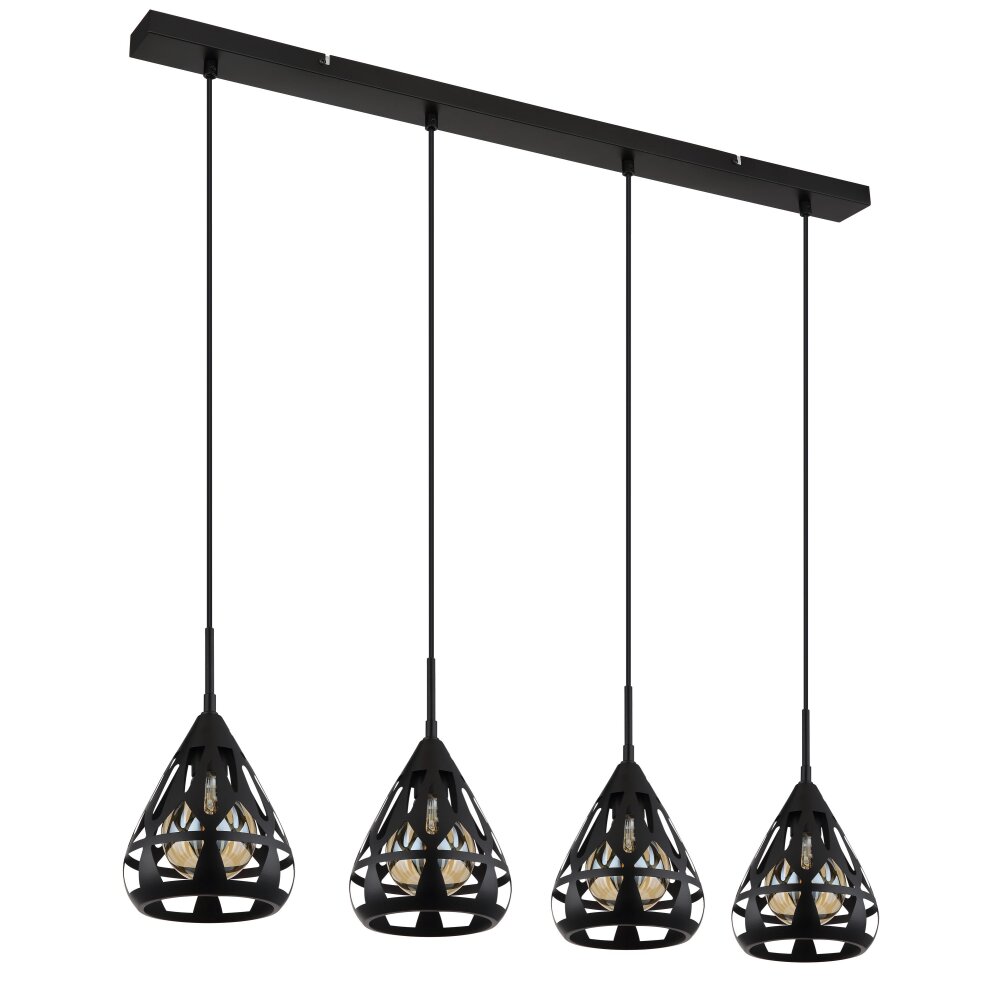 Hassan Suspension Luminaires Globo Lighting Noir, 4 lumières