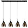 Hassan Suspension Luminaires Globo Lighting Noir, 4 lumières