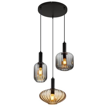 Valletta Suspension Luminaires Globo Lighting Noir, 3 lumières