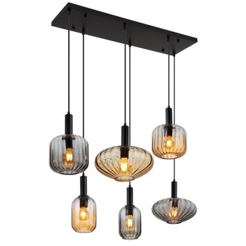 Valletta Suspension Luminaires Globo Lighting Noir, 6 lumières