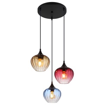 Sander Suspension Luminaires Globo Lighting Noir, 3 lumières