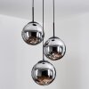 Gastor Suspension, Boule lumineuse 30 cm Chrome, Fumé, 3 lumières