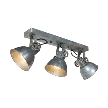 Gearmetal Plafonnier, Spot de plafond Luminaires Steinhauer Argent Oxydé, 3 lumières