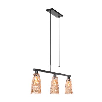 Vidrio Suspension Luminaires Steinhauer Noir, 3 lumières