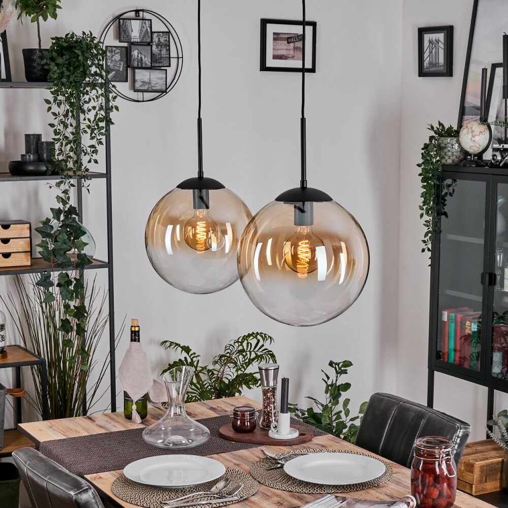 Gastor Suspension, Boule lumineuse Noir, 2 lumières main product photo