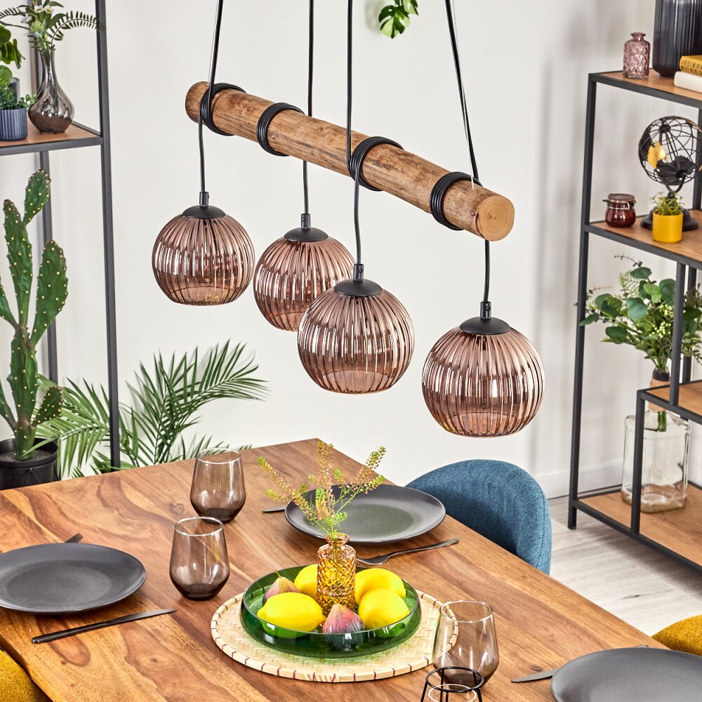 Koyoto Suspension, Boule lumineuse, Suspension Écru, Noir, 4 lumières