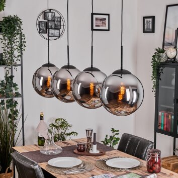 Gastor Suspension, Boule lumineuse, Suspension Chrome, Fumé, 4 lumières