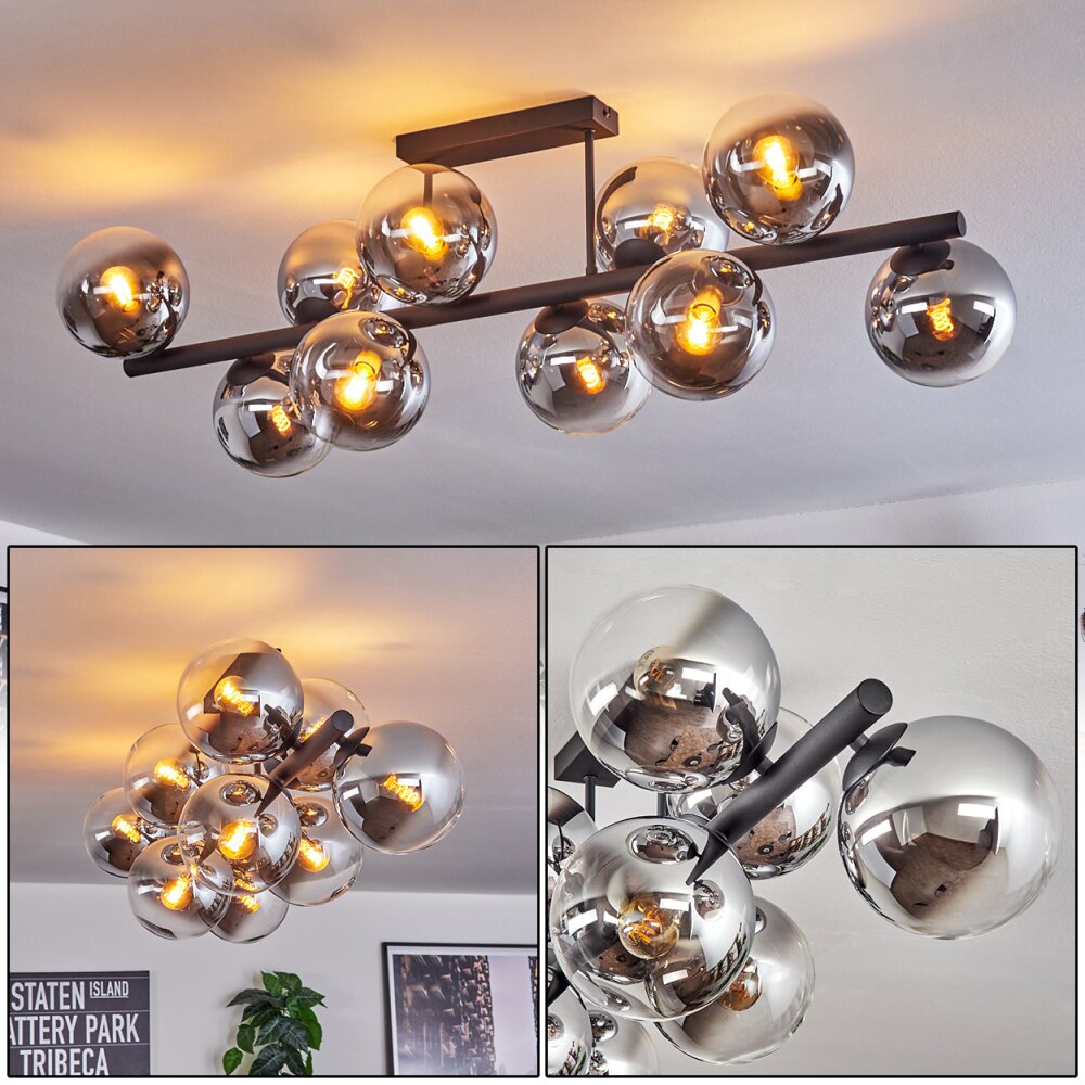 Gastor Plafonnier, Boule lumineuse Chrome, Clair, Fumé, 10 lumières main product photo