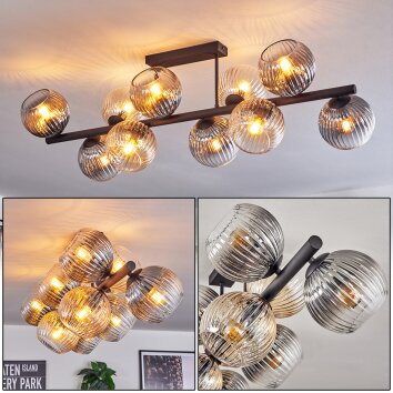 Koyoto Plafonnier, Boule lumineuse Ambre, Clair, Fumé, 10 lumières