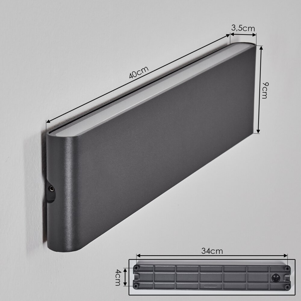 Gamas Lampe murale d´extérieur, Luminaire de salle de bain, Applique murale, Spot mural Anthracite, 1 lumière