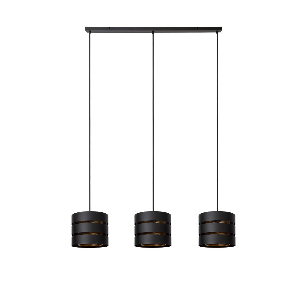 ROSAS Suspension Luminaires Lucide Noir, 3 lumières