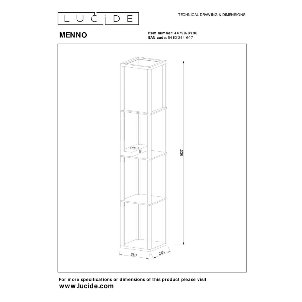 MENNO Lampadaire Luminaires Lucide Noir, 1 lumière