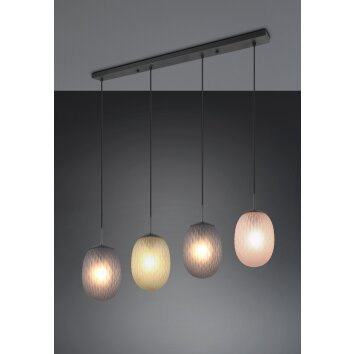 Facette Suspension Luminaires Trio Noir, 4 lumières