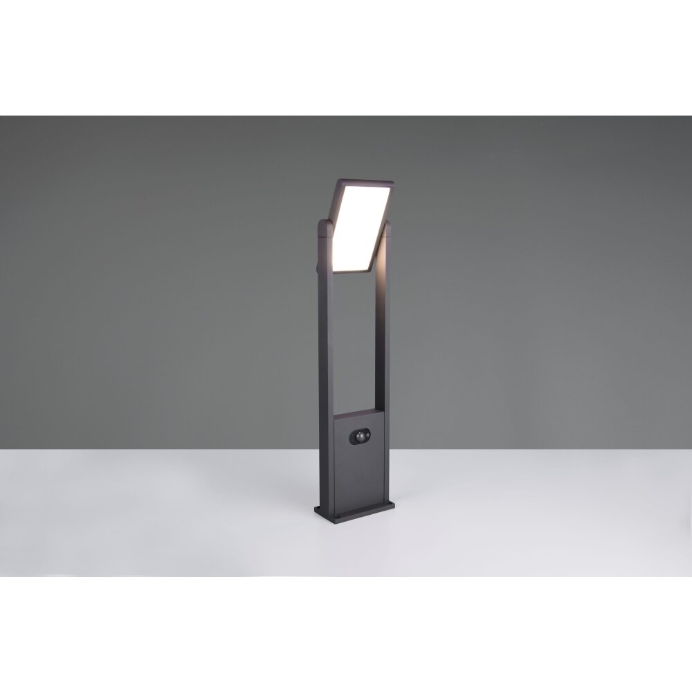 Malawi Lampadaire d\'extérieur Luminaires Trio LED Anthracite, 1 lumière, Détecteur de mouvement
