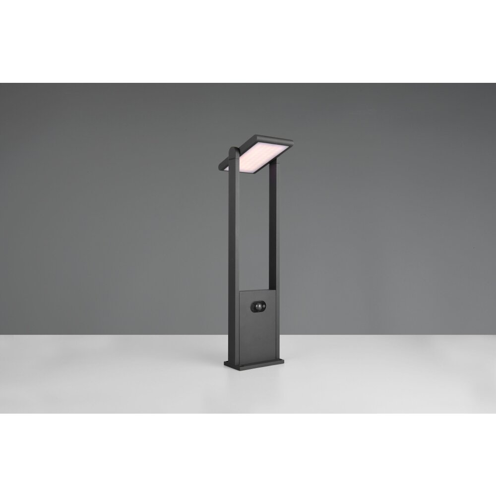 Malawi Lampadaire d\'extérieur Luminaires Trio LED Anthracite, 1 lumière, Détecteur de mouvement