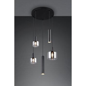 Mataro Suspension Luminaires Trio Noir, 5 lumières