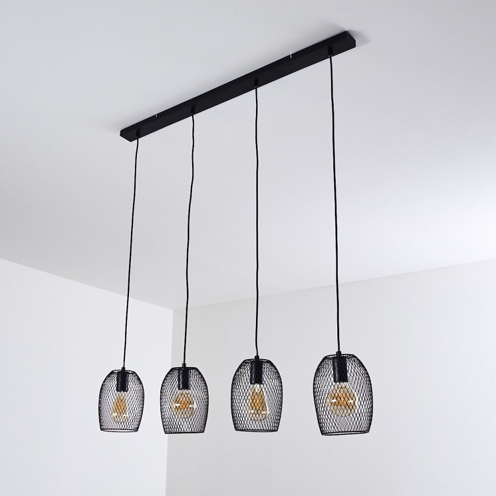 Suspension Conewago Noir, 4 lumières