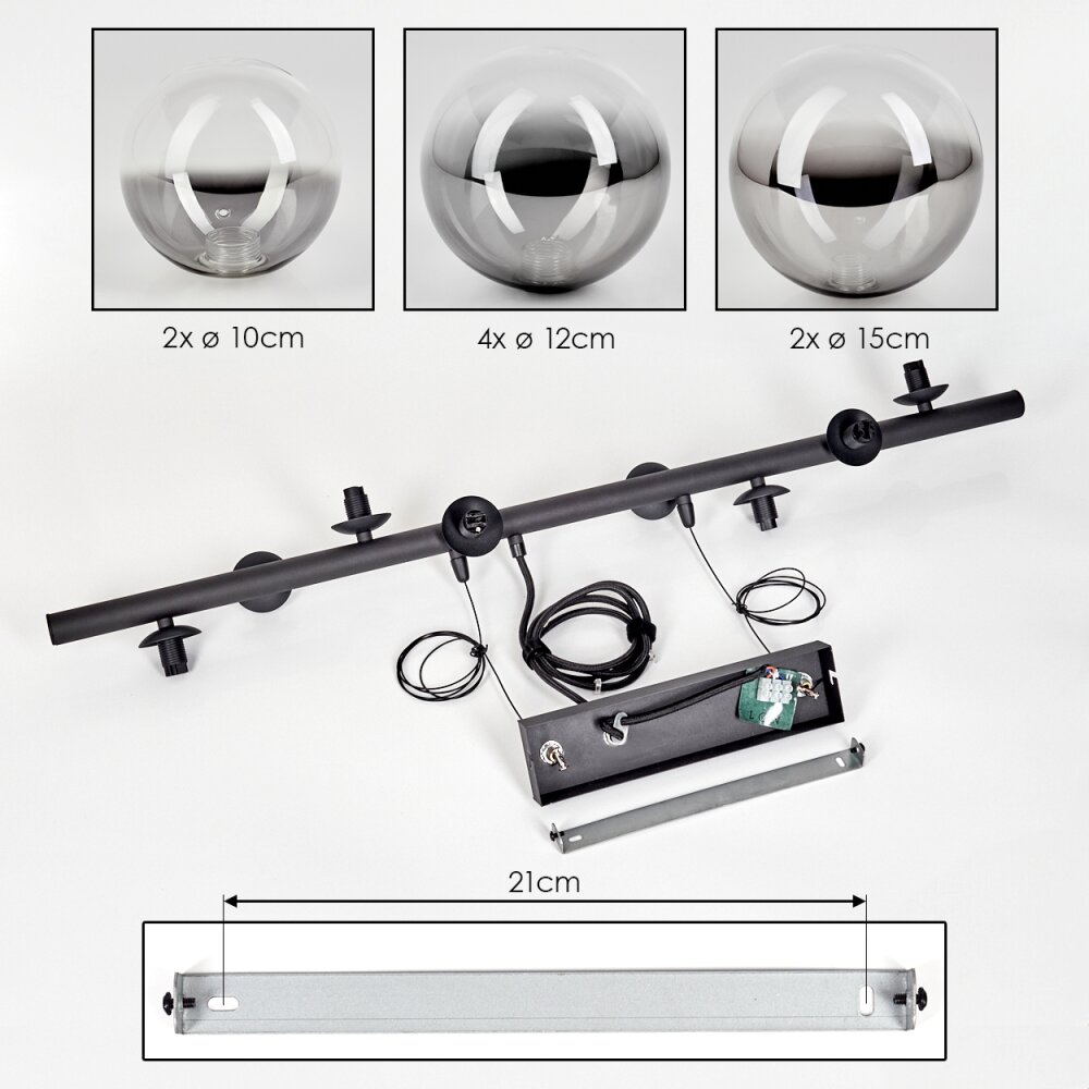 Chehalis Boule lumineuse, Suspension Clair, Fumé, 8 lumières