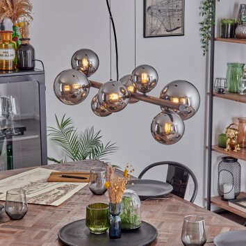Chehalis Suspension, Boule lumineuse, Suspension Chrome, Fumé, 8 lumières Chehalis Suspension, Boule lumineuse, Suspension Chrome, Fumé, 8 lumières