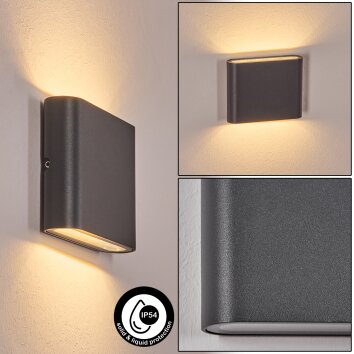 Gamas Lampe murale d´extérieur, Luminaire de salle de bain, Luminaire Up & Down, Applique murale LED Anthracite, 1 lumière