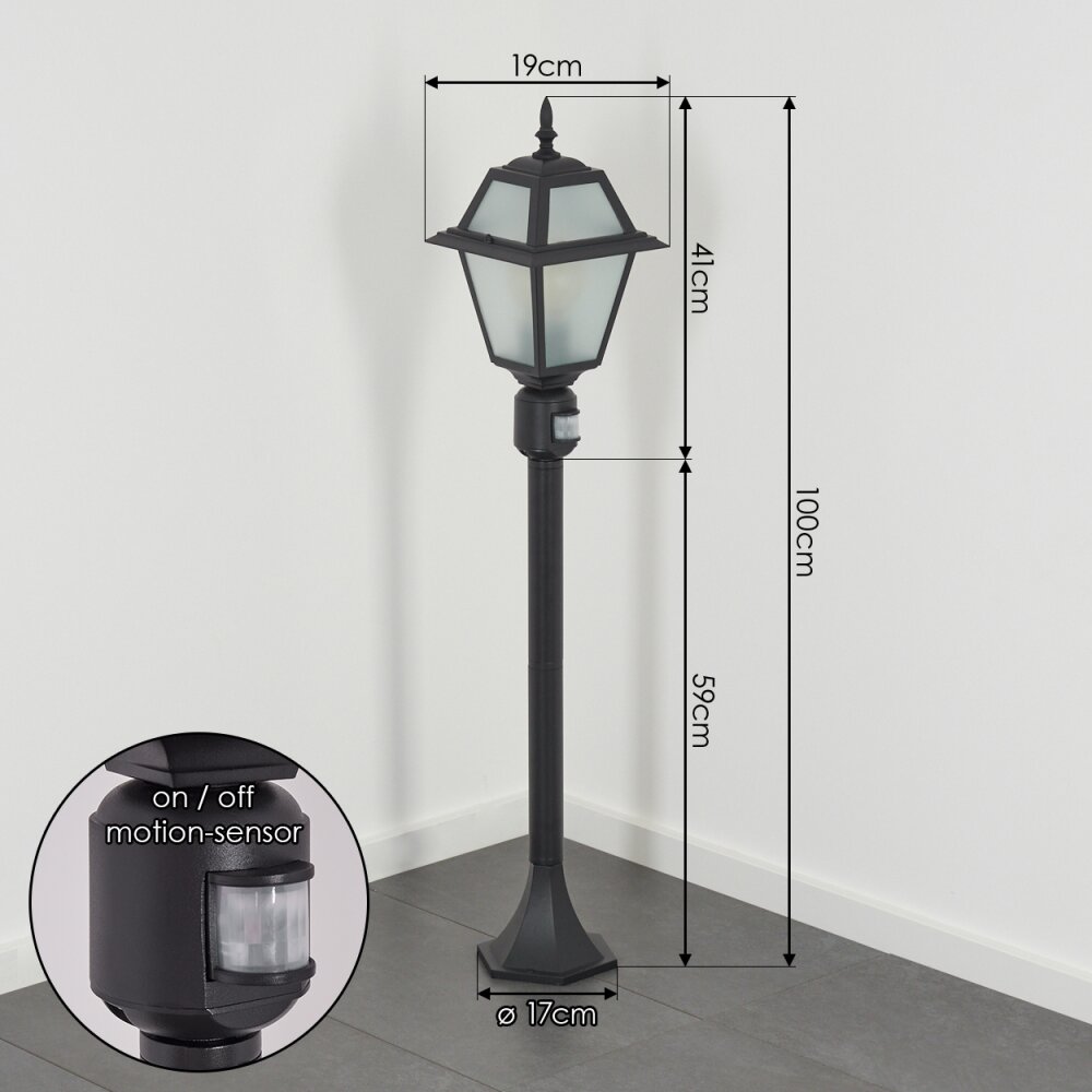 Fornelos Luminaire extérieur, Eclairage de chemin Noir, 1 lumière, Détecteur de mouvement