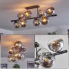 Gastor Plafonnier, Boule lumineuse Chrome, Clair, Fumé, 8 lumières