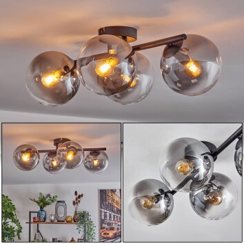 Gastor Plafonnier, Boule lumineuse Clair, Fumé, 4 lumières