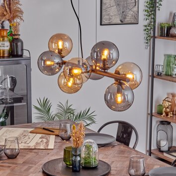 Gastor Suspension, Boule lumineuse, Suspension Ambre, Fumé, 8 lumières