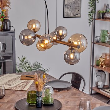 Chehalis Suspension, Boule lumineuse, Suspension Ambre, Fumé, 8 lumières Chehalis Suspension, Boule lumineuse, Suspension Ambre, Fumé, 8 lumières