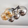 Gastor Plafonnier, Boule lumineuse Ambre, Chrome, Fumé, 5 lumières